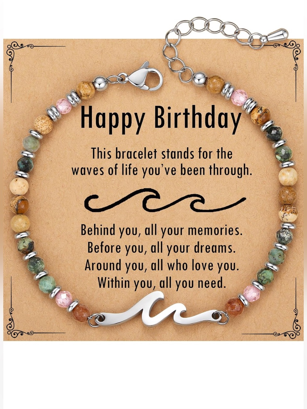 NEW Tony & Sandy Happy Birthday Gemstone Wave Bracelet Gift w/ box and card